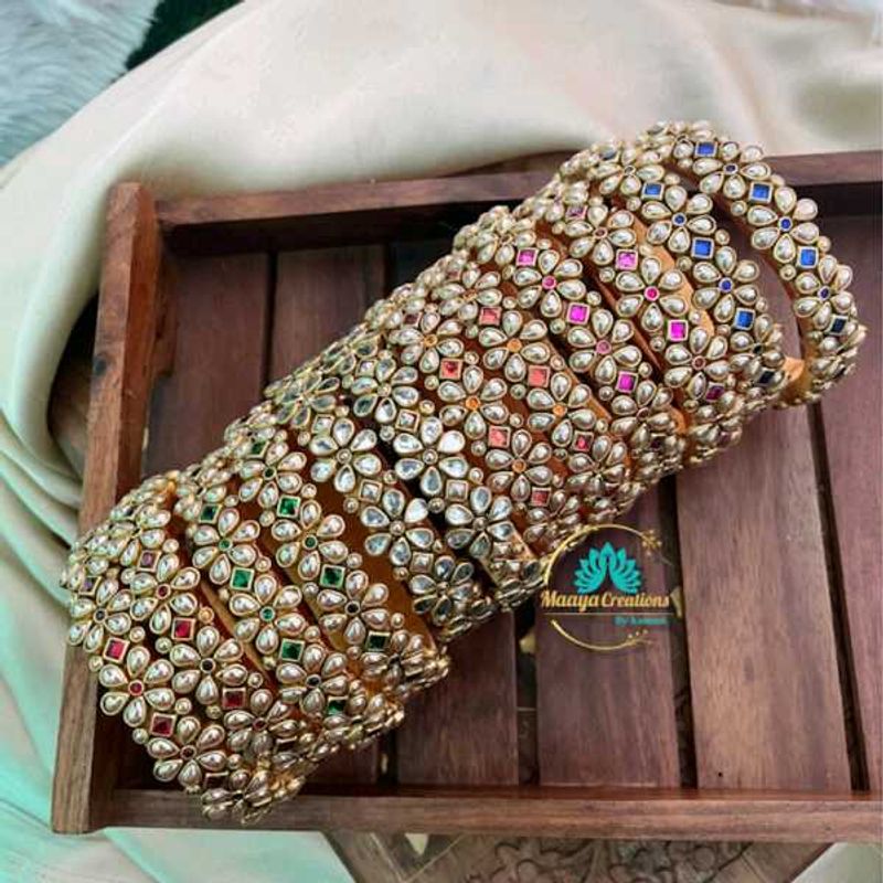 Kundan Bangles - (Set of 2)
