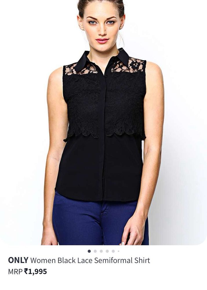 ONLY Women Black Lace Shirt
