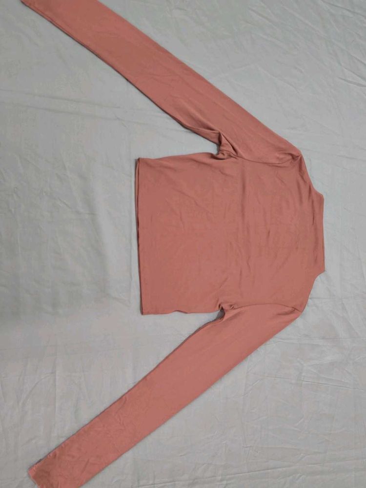 Brown Long Sleeve Microfiber Top