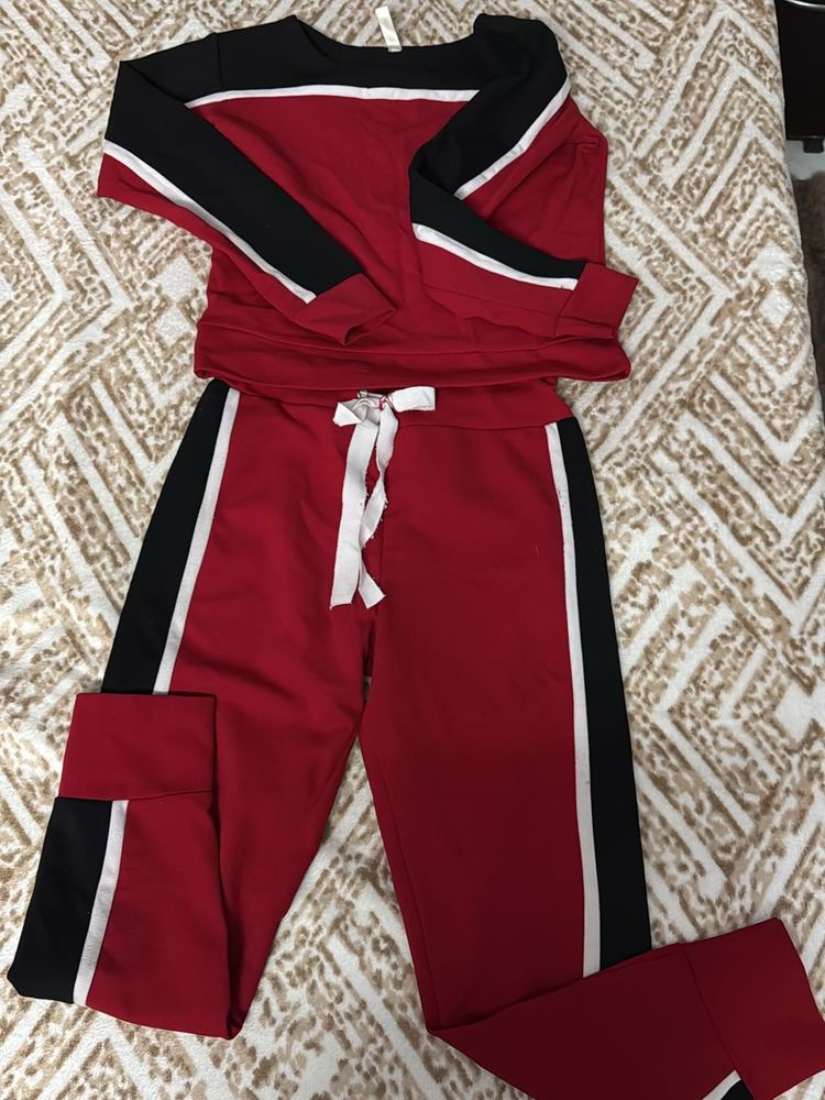 Red Black coord suit