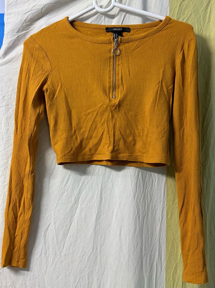 Forever 21 Mustard Crop Top