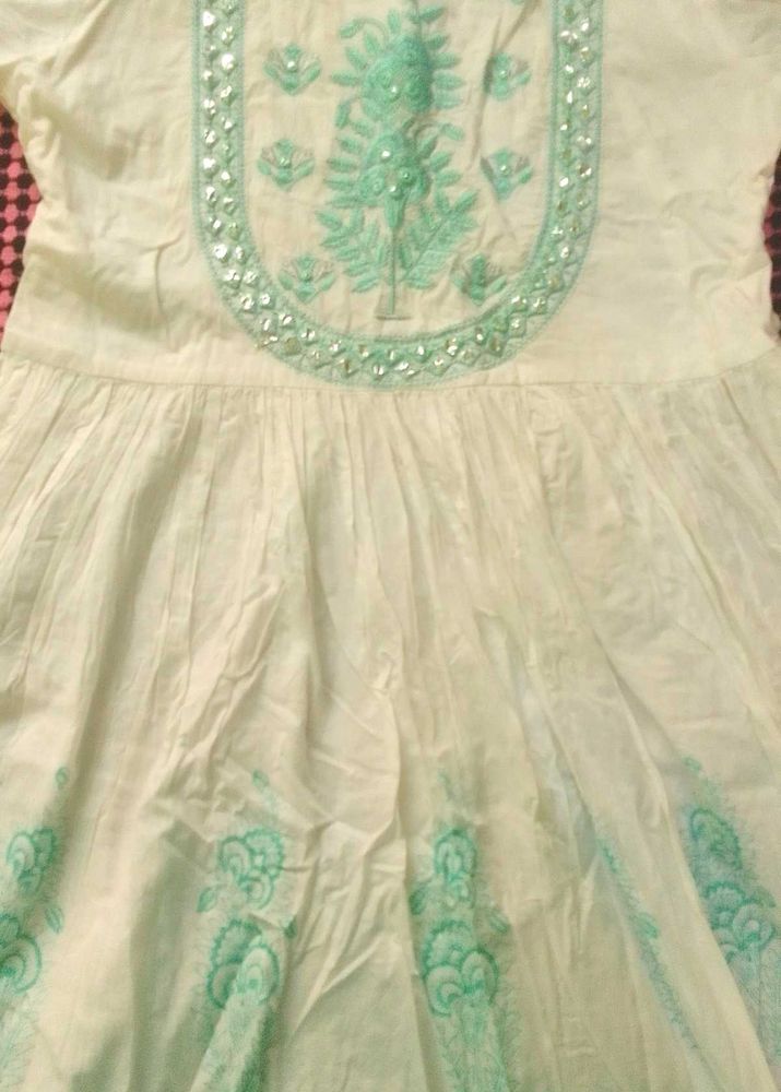 White Dress With Blue Floral