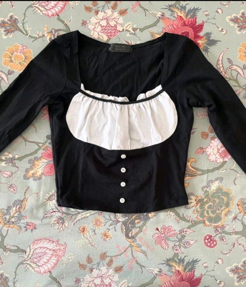 Black And White Coquette Aesthetic Crop Top