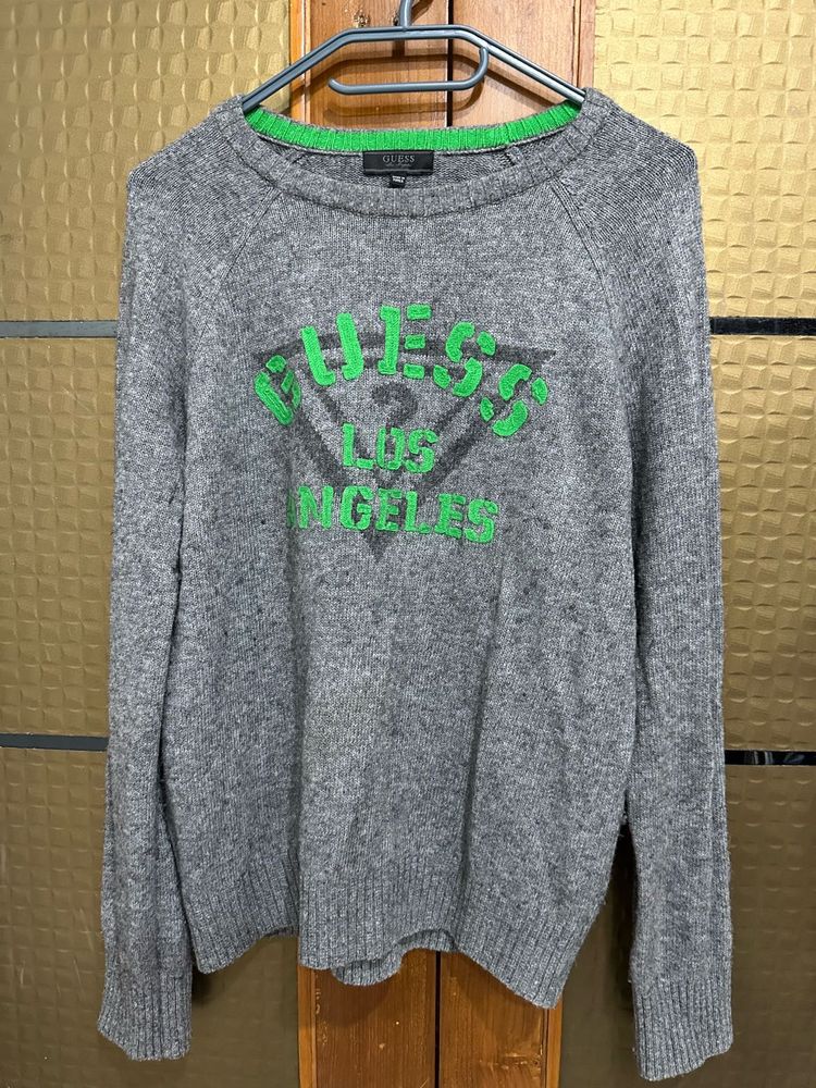 GUESS Brand Grey And Green Sweater