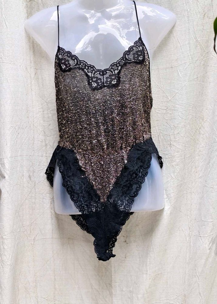 46156. Lace Trim Teddy Bodysuit