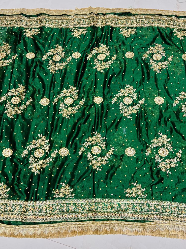 Emerald Green Embroidered Dupatta