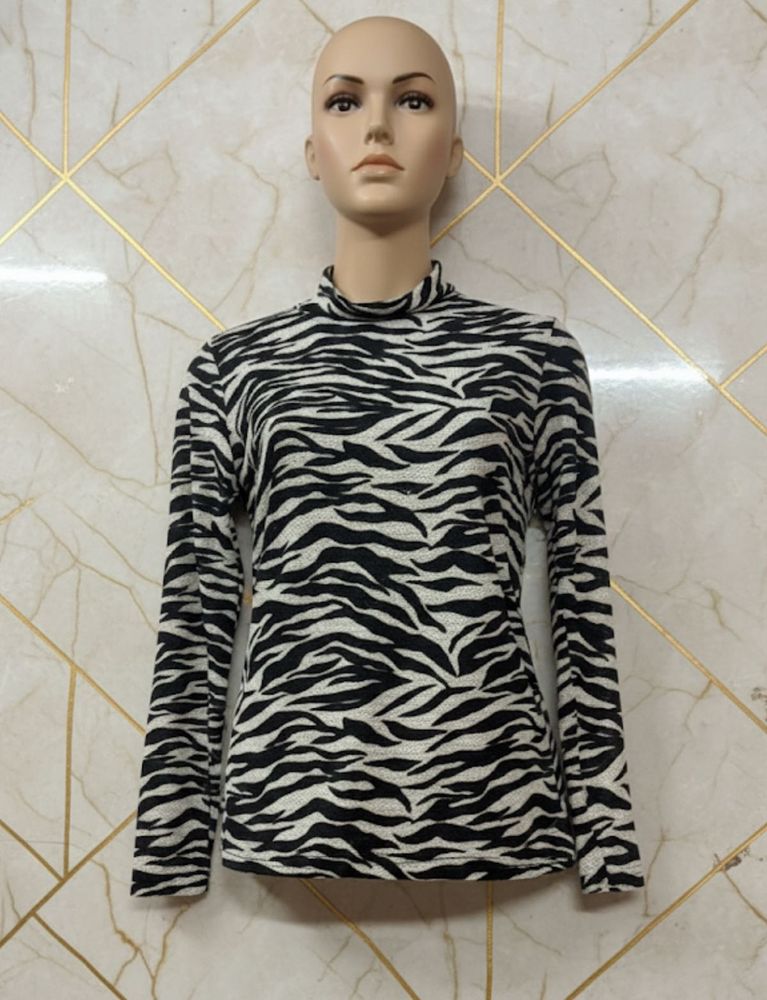 Zebra Print High Neck Top
