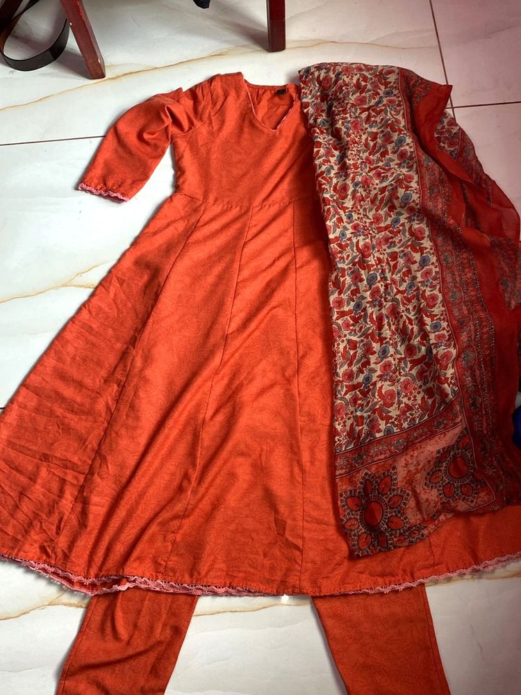 Orange 3 peice Kurta Set