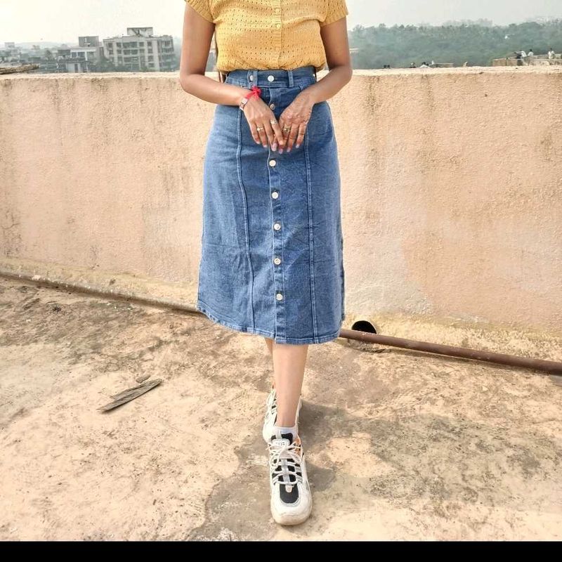 Denim Midi Skirt