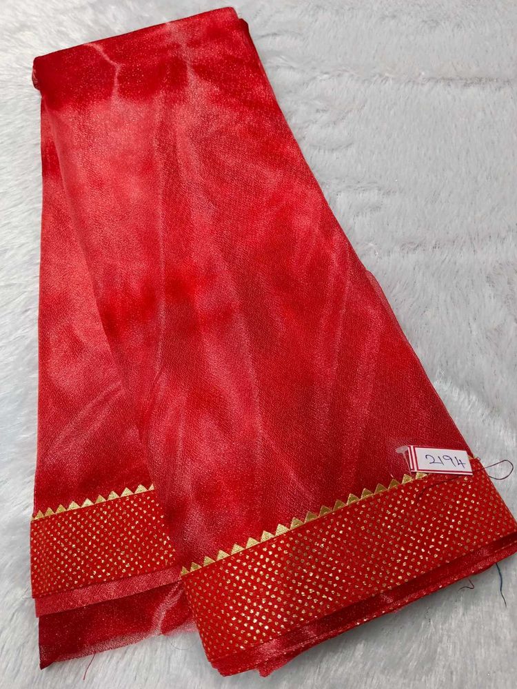 Red Net Saree