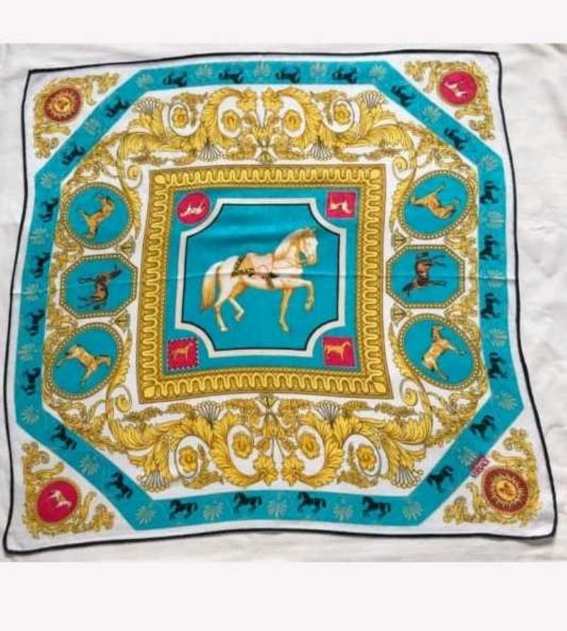 Versace Vintage Silk Horse Scarf