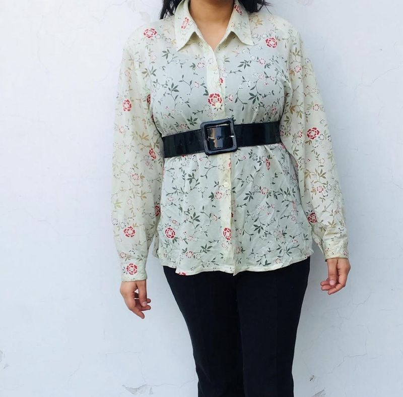 Semi Sheer Blouse Shirt