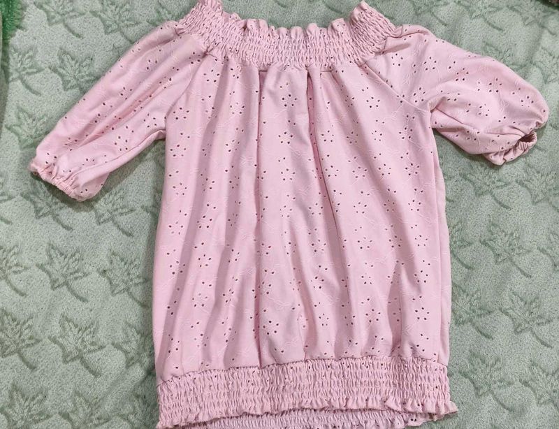 Cute Pink Off-Shoulder Top