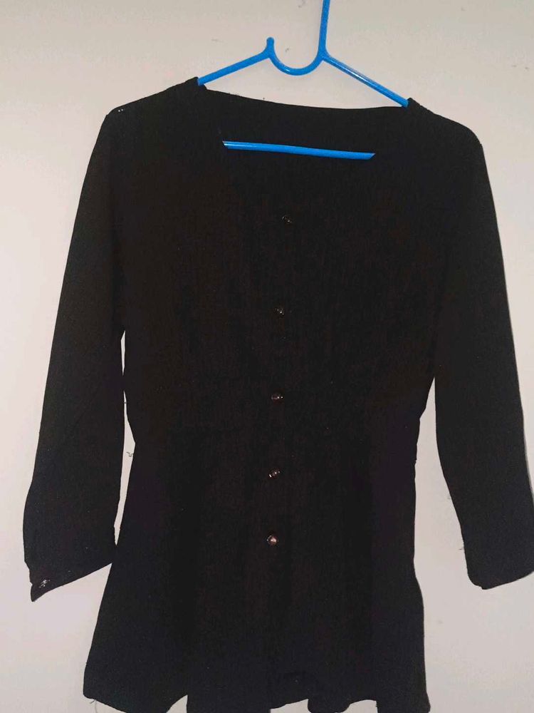 Elegant Black Button-Down Top