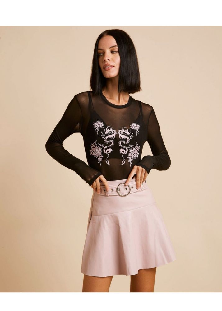 Bershka Black Sheer Mesh Top