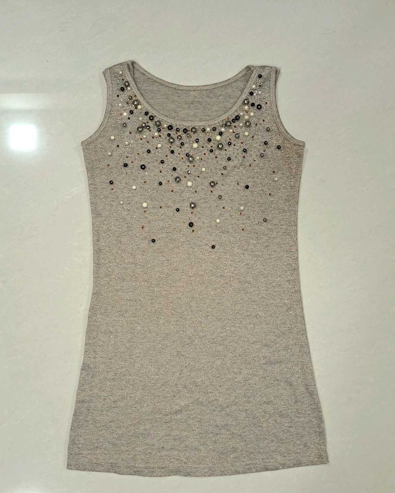 Golden Embellished Tank Top