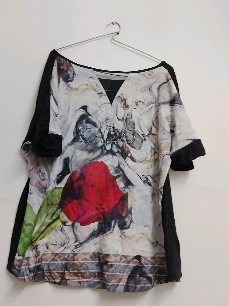 Kazo Abstract Floral Print Tunic Top