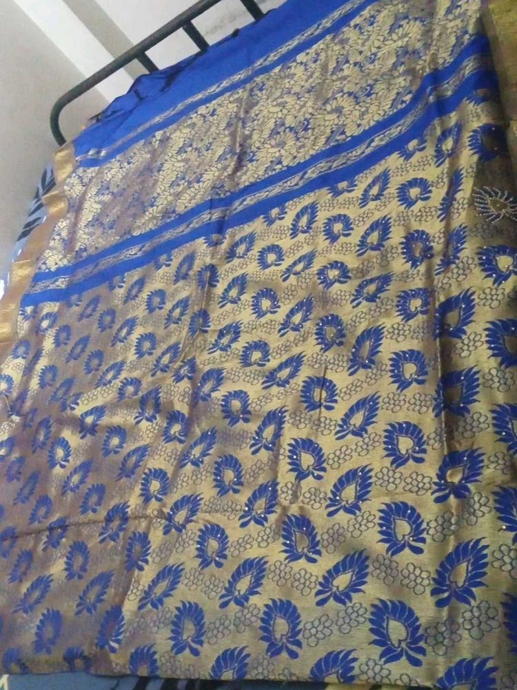 Blue &amp; Gold Saree