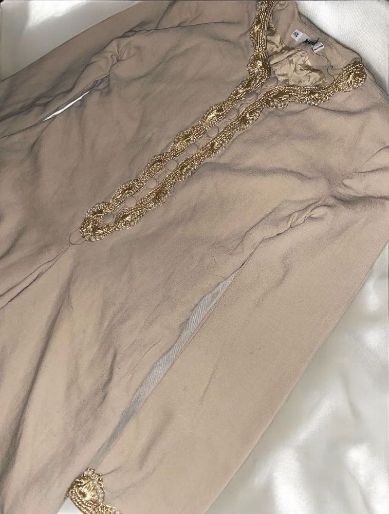 Beige Gotta Work Full Sleeve Anarkali Kurta