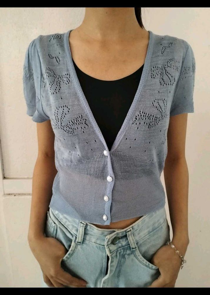 Net Top With Bow Detailing