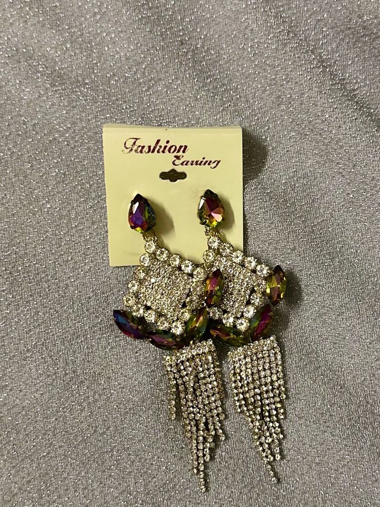Stone Studded Multi Color Designer Diamond Earring
