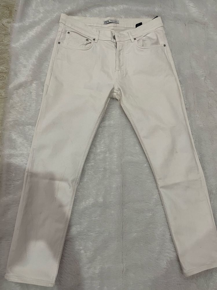 Zara White Denim Jeans