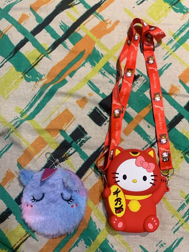 Red Mini Purse And Unicorn Hand Wallet Combo