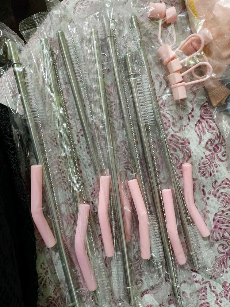 House Of Quirk 7 Stainless Steel Straws Set With