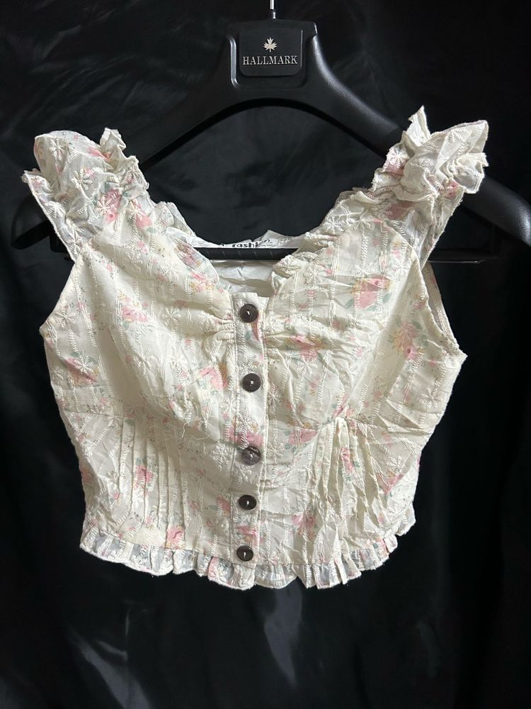 Floral Ruffle Crop Top