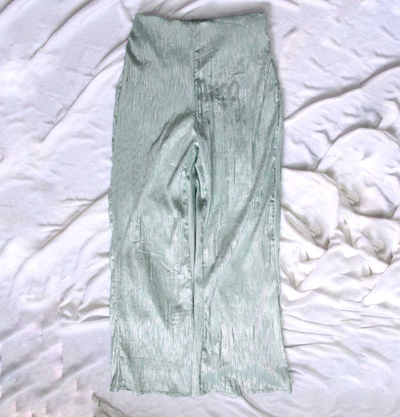 Metallic Mint Wide Leg Pants
