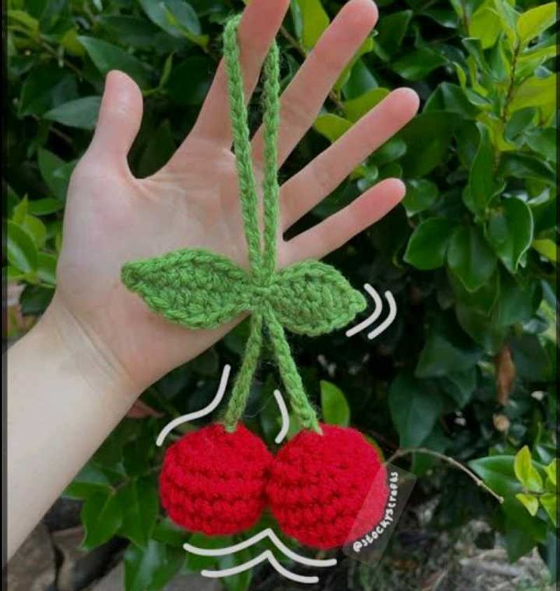 Crochet Cherry Keychain 🍒
