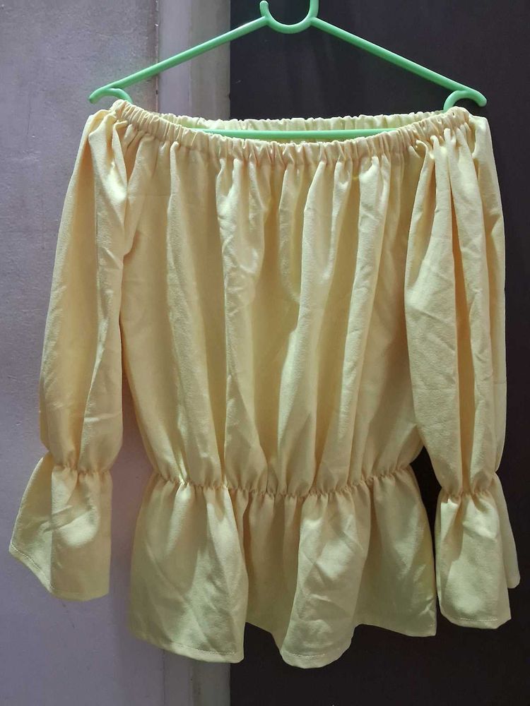 Yellow Off-Shoulder Peplum Top