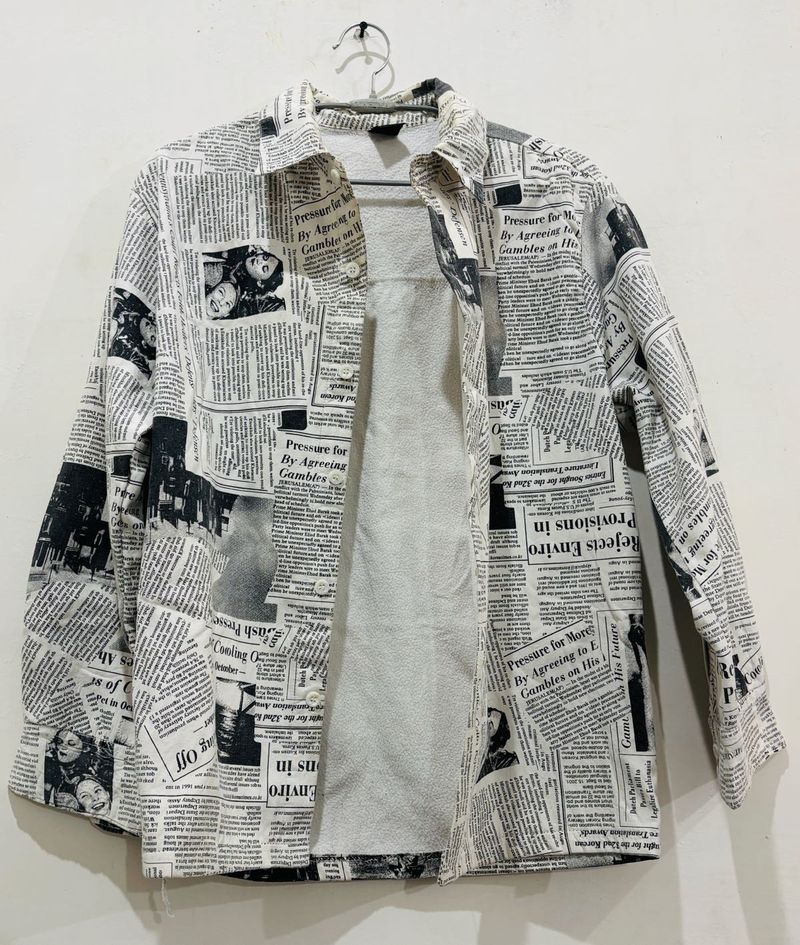 Newspaper Print Button-Down Shirt