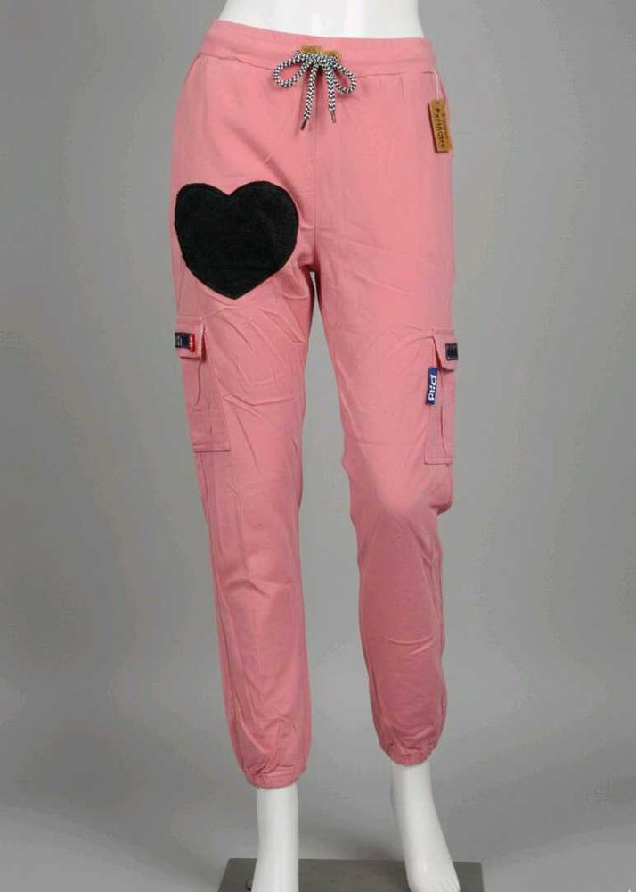 Cute Pink Heart Patch Joggers 💕