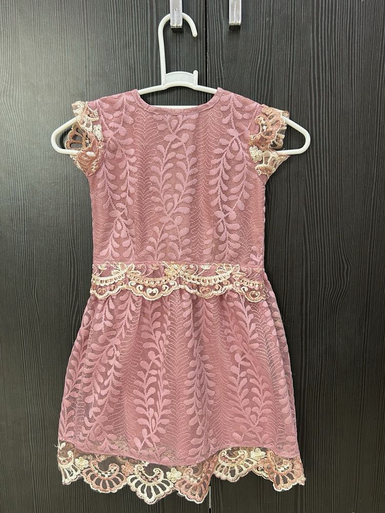 Cute peach with Lace frock