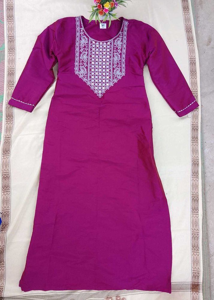 Embroidered Magenta Kurti