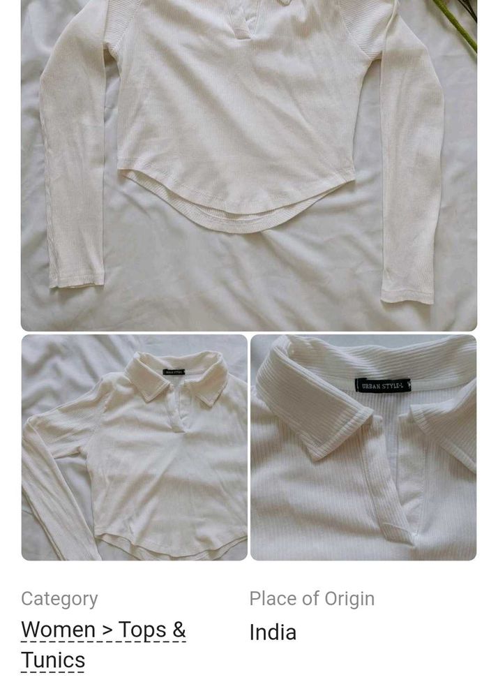 Urban Style White Ribbed Top