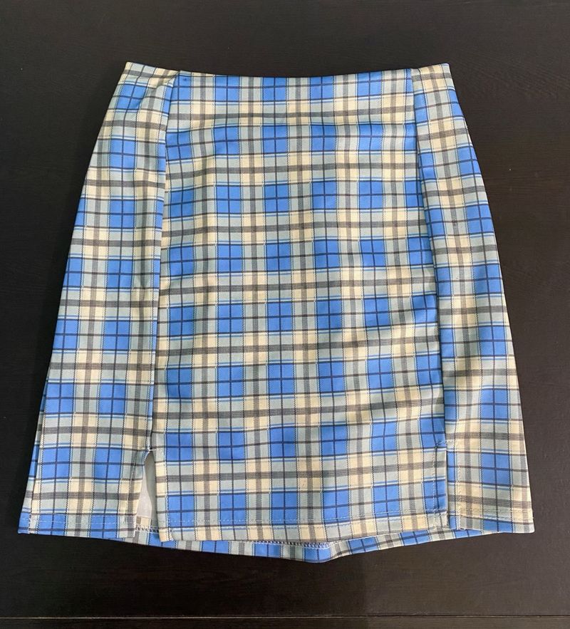 Blue Plaid Mini Skirt