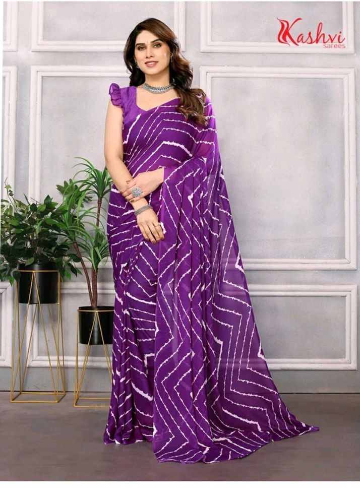 Purple Striped Saree