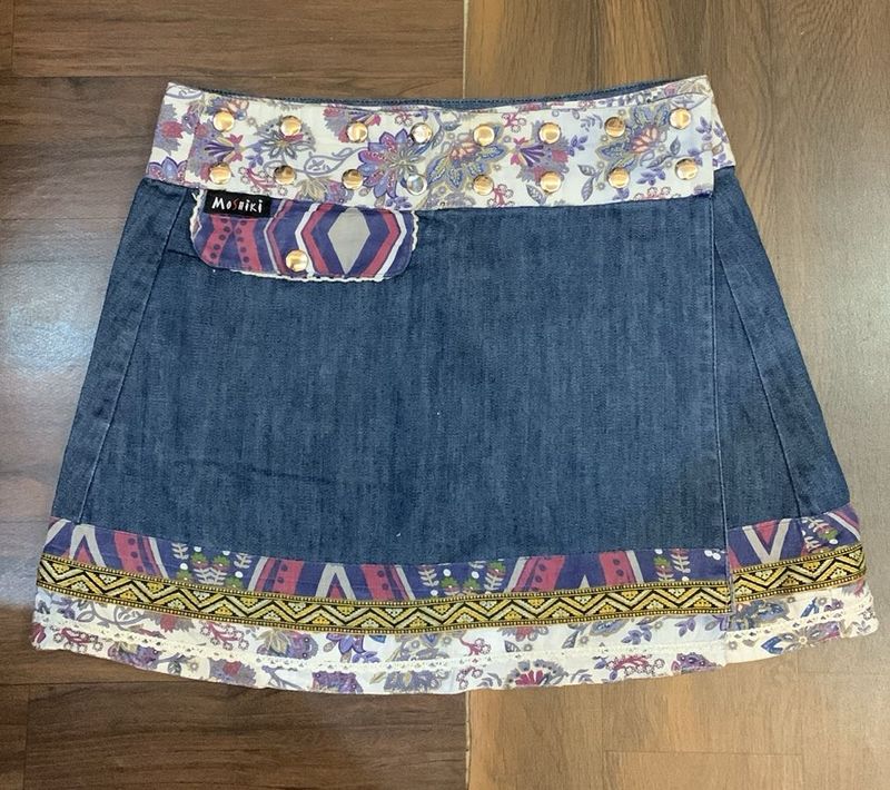 Short Wrap Denim Skirt