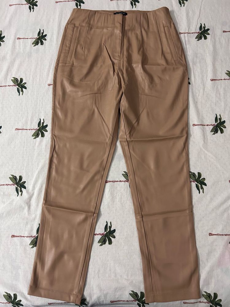 CHEMISTRY Beige Faux Leather Pants