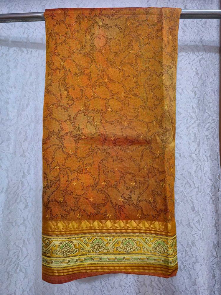 Elegant Printed gold colour Saree