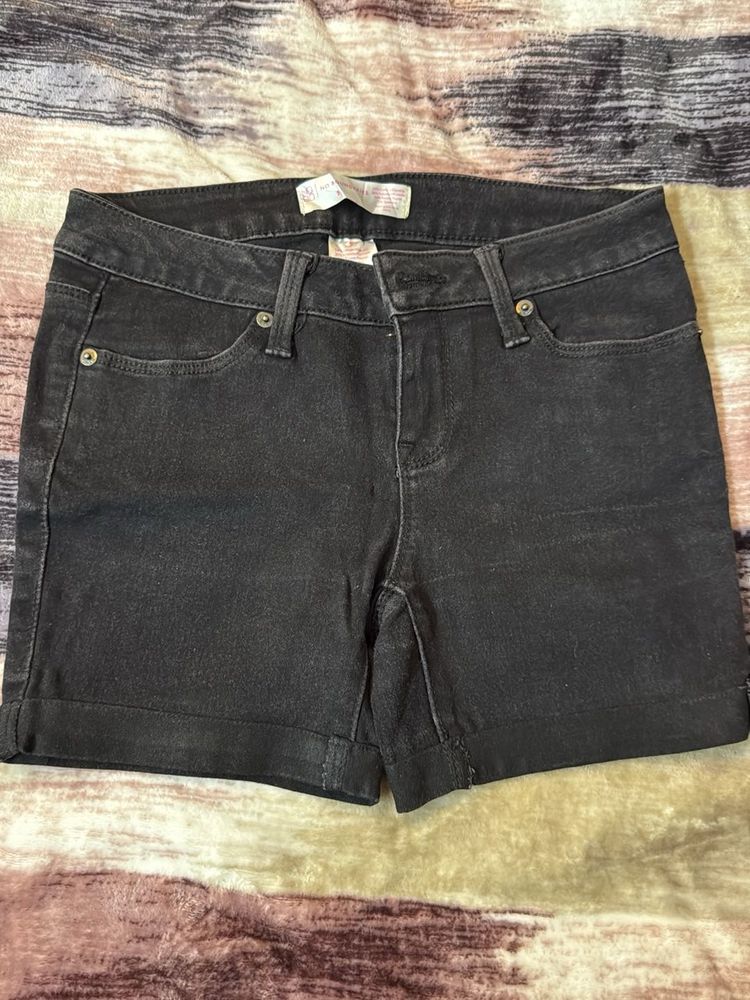 Black Denim Shorts