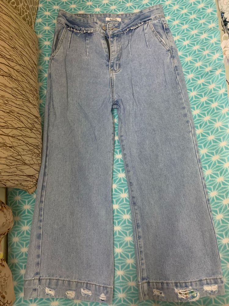 🥳Fresh Item  Order Fast - Distressed Wide Leg Den