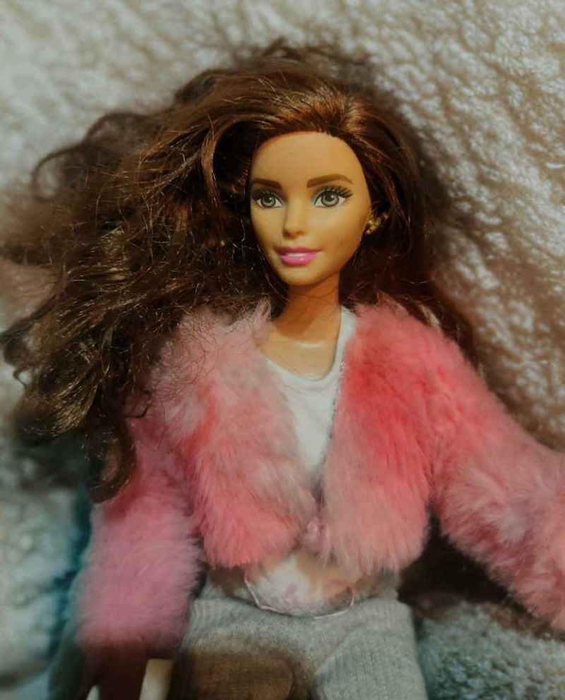 Barbie Doll in Pink Furry Jacket