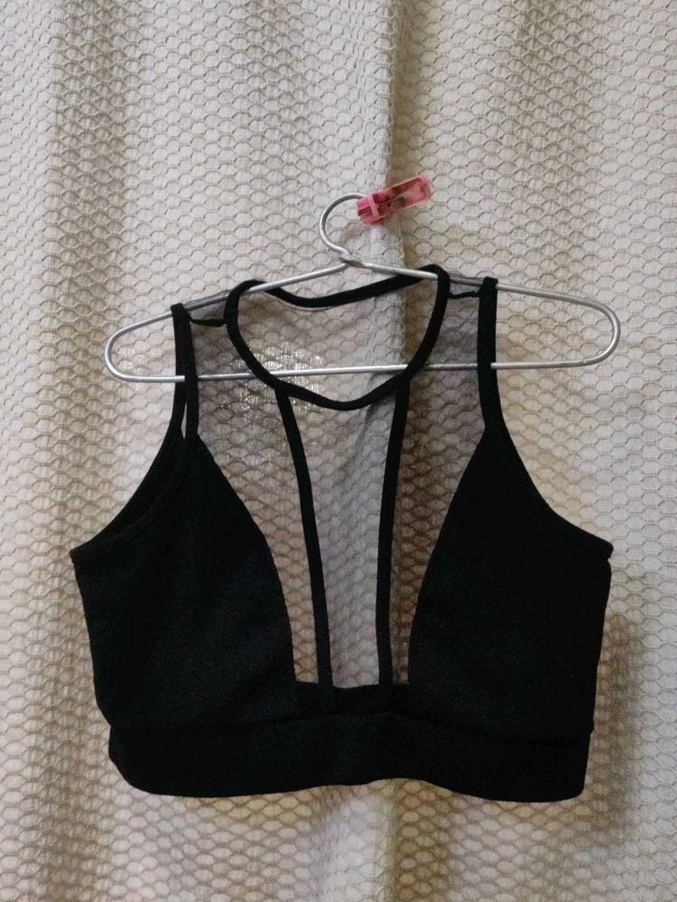 Shein Black Mesh Crop Top