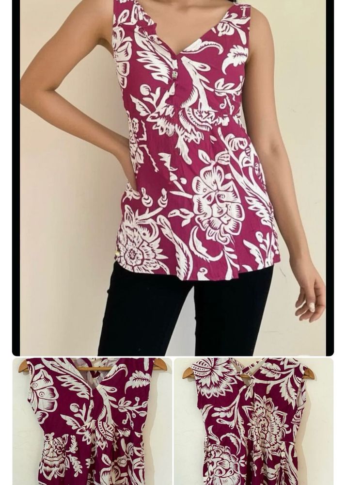 Combo Of Floral Print Top, One Jeans And Black Top