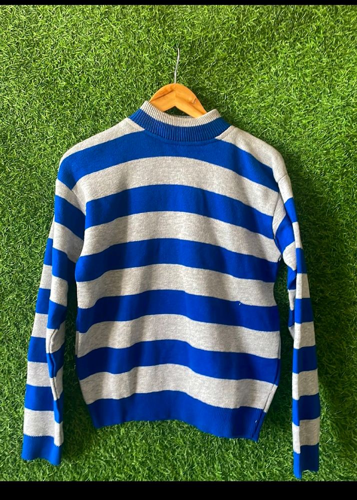 Unisex Blue Grey Color Korean Sweater (S Size)