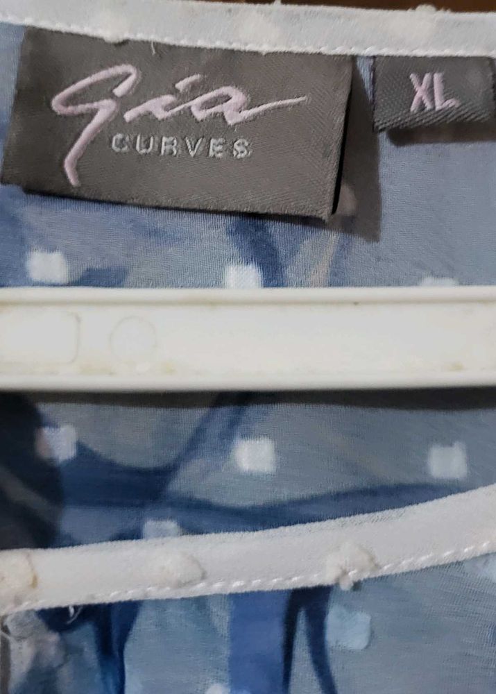 Gia Curves Blue Polka Dot Top