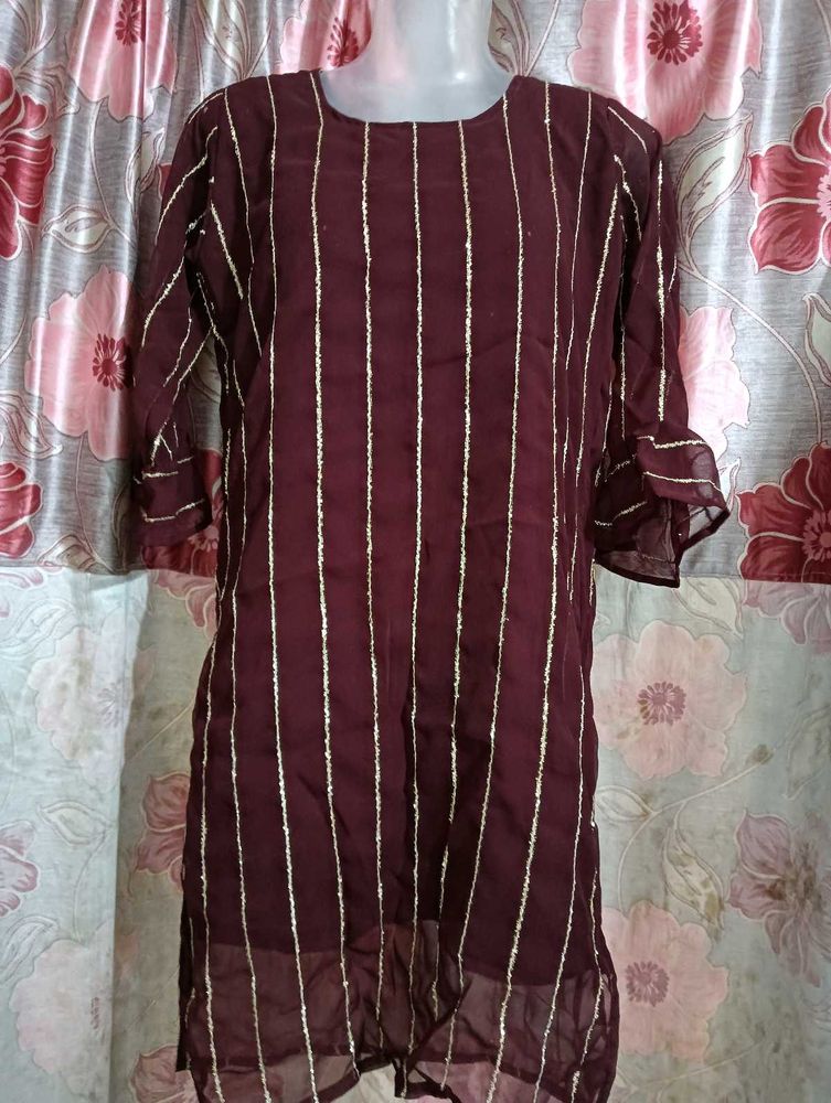 Striped Maroon Kurta